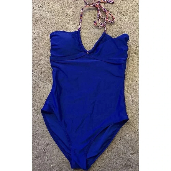 Old Navy Womens Bathing Suit Medium One Piece V Neck Halter Casual Swimsuit - Picture 1 of 5
